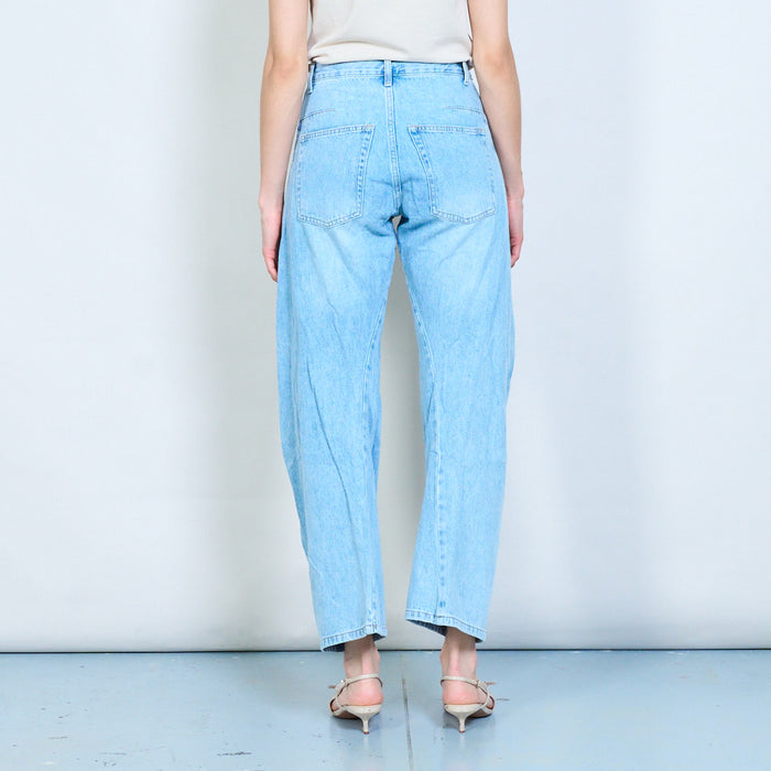Architectural panel seam wide-leg denim jeans wholesale