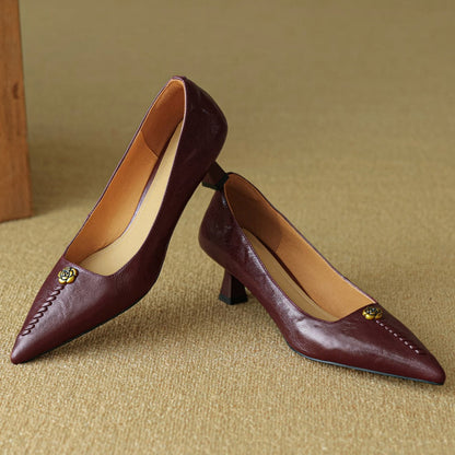 Beatrice Ann Leather Heels