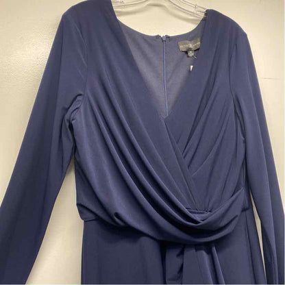 Betsy Adam Size 16-XL Women's Navy Solid Maxi-Long Sleeve Dress
