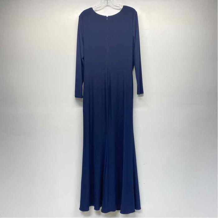 Betsy Adam Size 16-XL Women's Navy Solid Maxi-Long Sleeve Dress