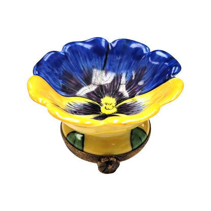 Blue Flower Bud Limoges Box Porcelain Limoges valentine rose garden French Trinket Box