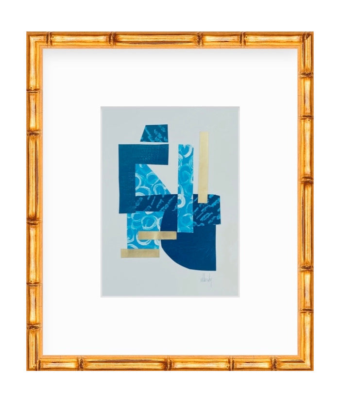 Blue Collage III painting Mary Kathryn Kendig - Christenberry Collection