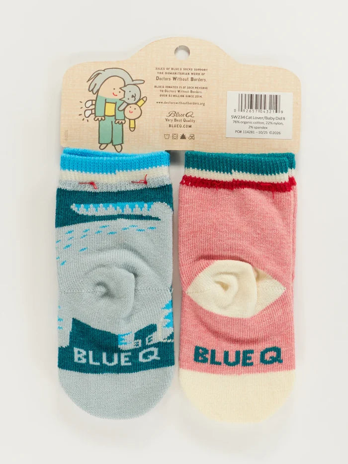 Blue Q Baby Socks Set of 2 Pairs - 'Cat Lover' / 'Baby Did It'