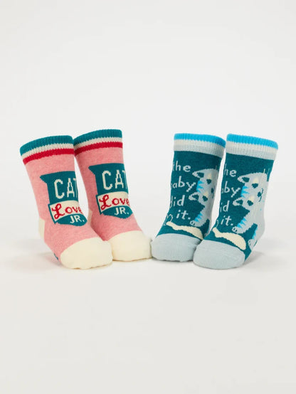 Blue Q Baby Socks Set of 2 Pairs - 'Cat Lover' / 'Baby Did It'