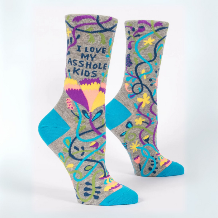 Blue Q Women's Crew Sock 'I Love My Asshole Kids'