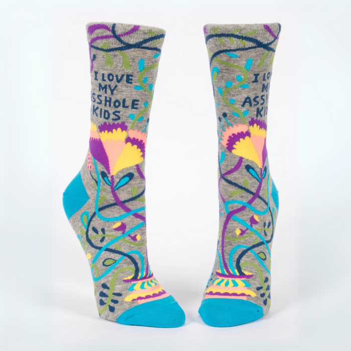 Blue Q Women's Crew Sock 'I Love My Asshole Kids'