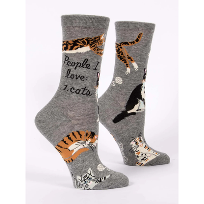 Blue Q Women's Crew Sock 'People I Love: 1. Cats'
