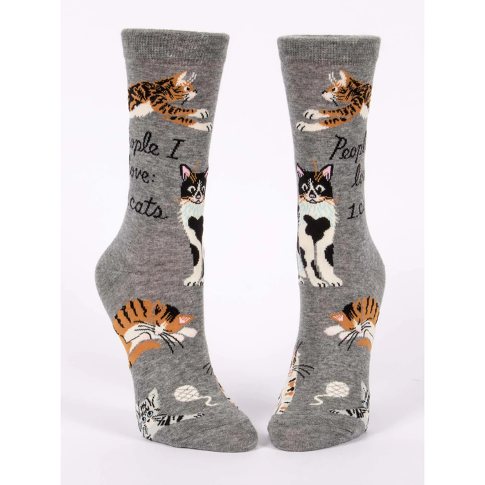 Blue Q Women's Crew Sock 'People I Love: 1. Cats'