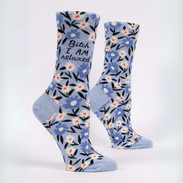 Blue Q Womens Crew Socks 'Bitch I am Relaxed'