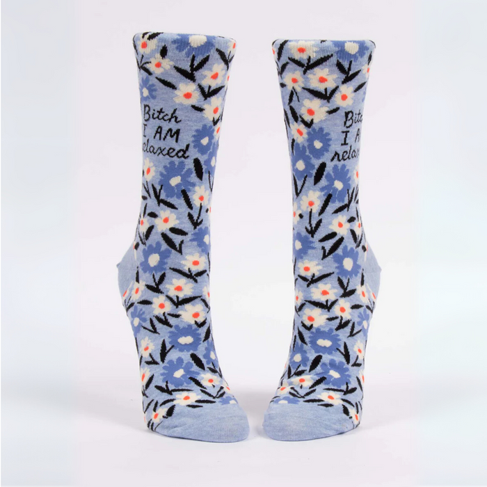 Blue Q Womens Crew Socks 'Bitch I am Relaxed'
