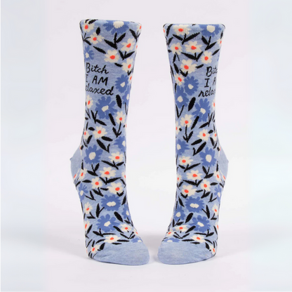 Blue Q Womens Crew Socks 'Bitch I am Relaxed'
