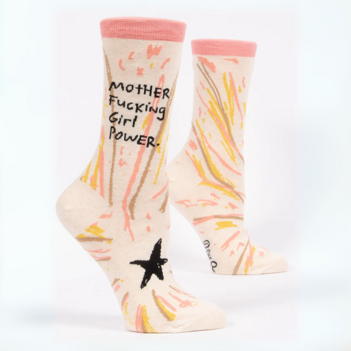 Blue Q Women's Crew Socks 'Motherfucking Girl Power'