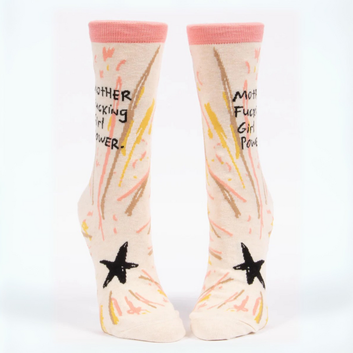 Blue Q Women's Crew Socks 'Motherfucking Girl Power'