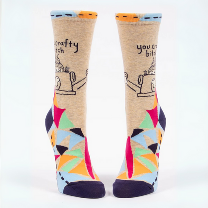 Blue Q Women's Crew Socks 'You Crafty Bitch'