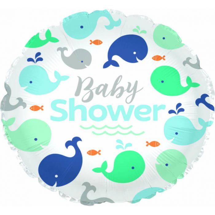 Blue Whale Baby Shower Foil Balloon