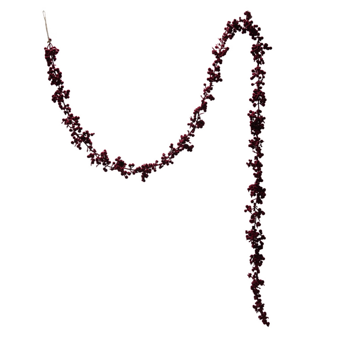 Burgundy Flocked Ball Garland