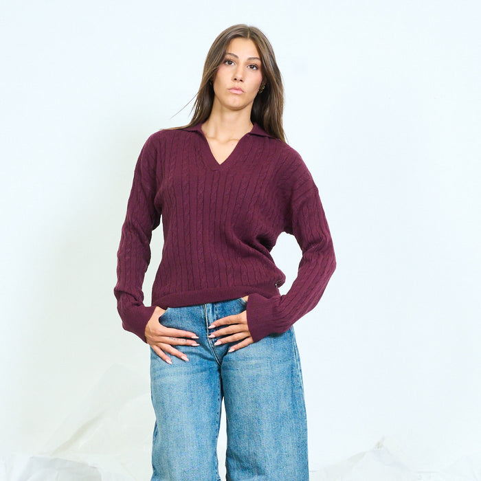 Cable knit polo sweater wholesale