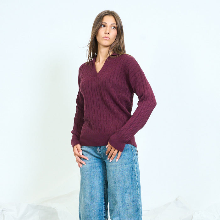 Cable knit polo sweater wholesale