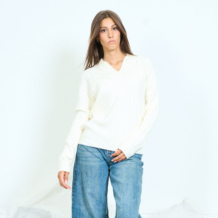 Cable knit polo sweater wholesale