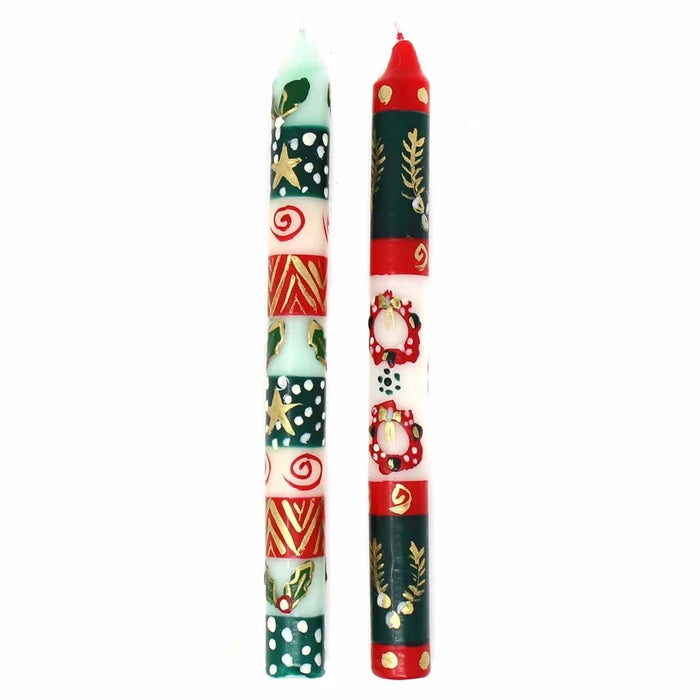 Christmas Hand-Painted Taper Candle Set