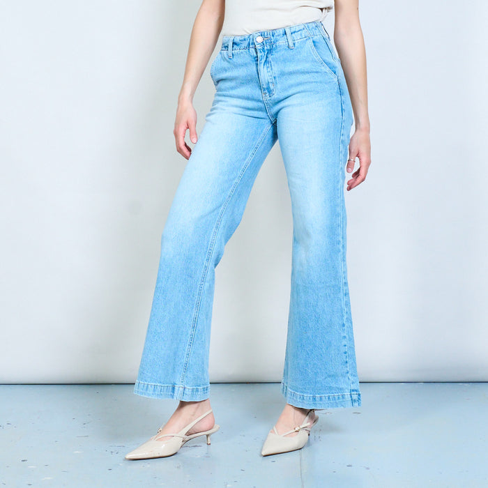 Classic high-rise clean-finish wide-leg denim jeans wholesale