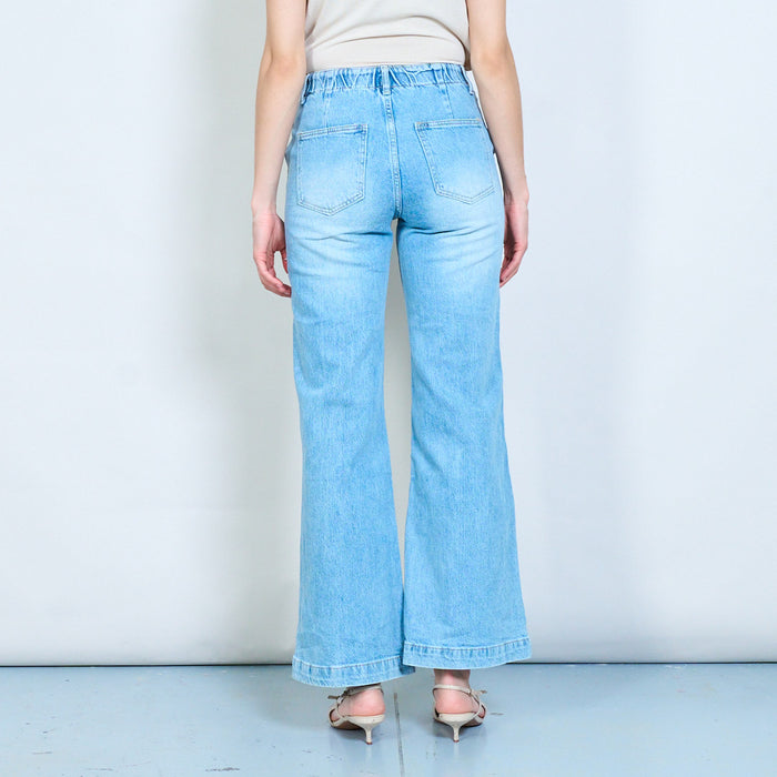 Classic high-rise clean-finish wide-leg denim jeans wholesale