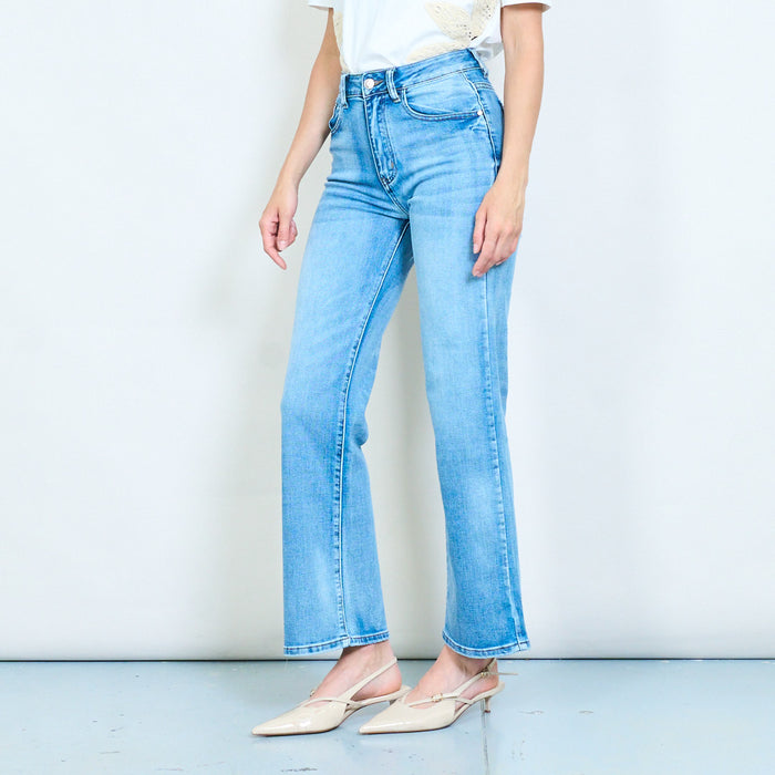 Classic straight leg washed denim trouser with star print pockets wholesale