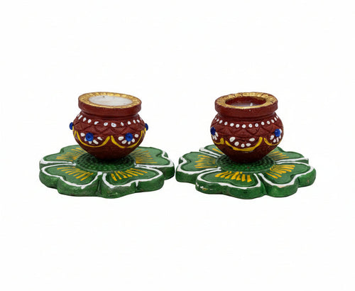 Clay Plate Matki Wax Diya Set of 2