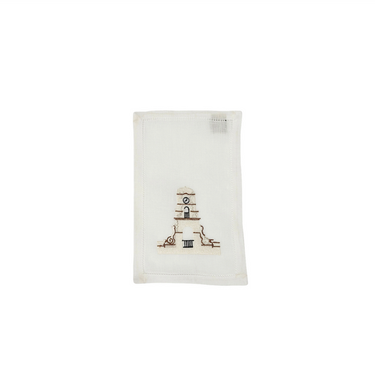 Clock Tower Embroidered Cocktail Napkin, Set of 4