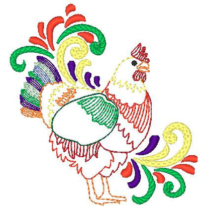 Colorful Roosters [4x4] 10625 Machine Embroidery Designs
