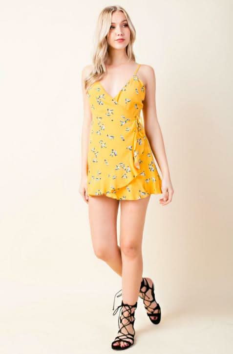 Mila Yellow Bird Print Skort Dress