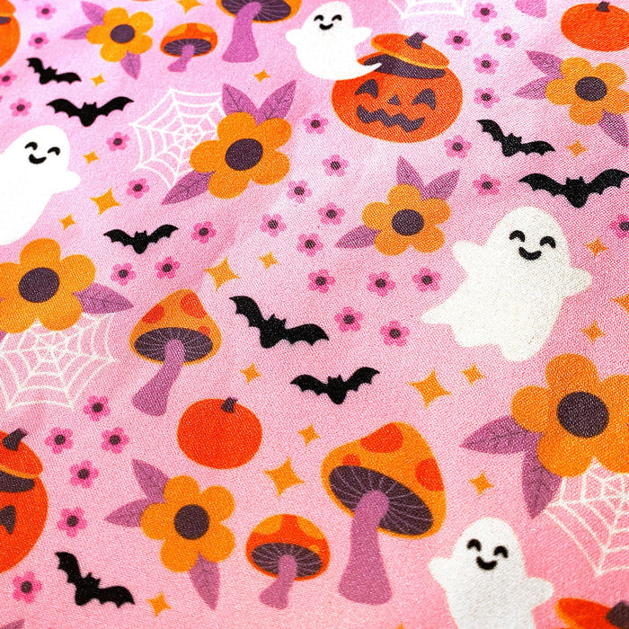 Cute Spooky Floral Halloween XL Cotton Zipper Pouch