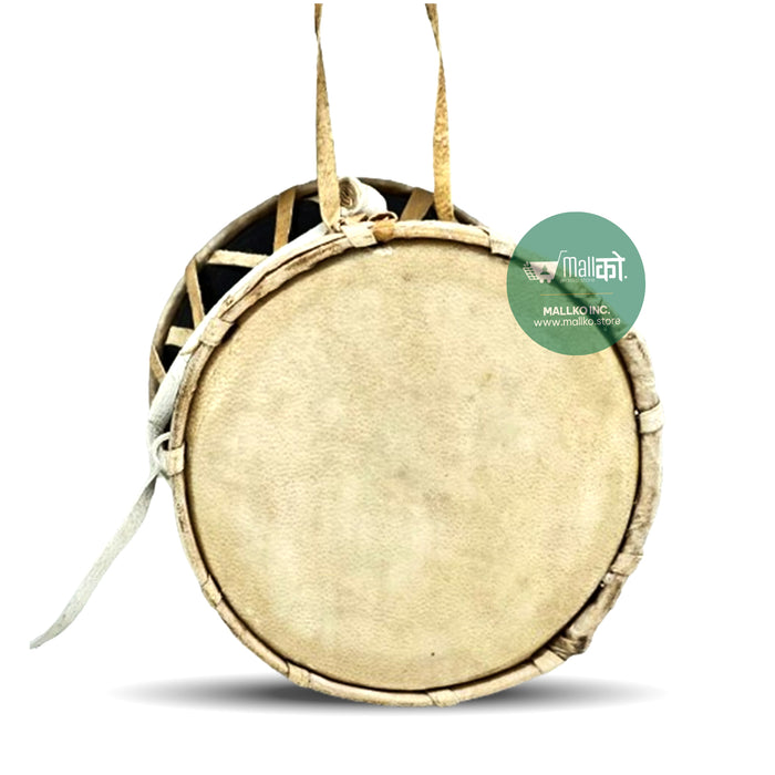 Handheld damaru instrument for spiritual music