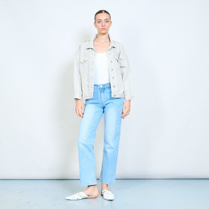 Denim embellished with fringe back jacket wholesale