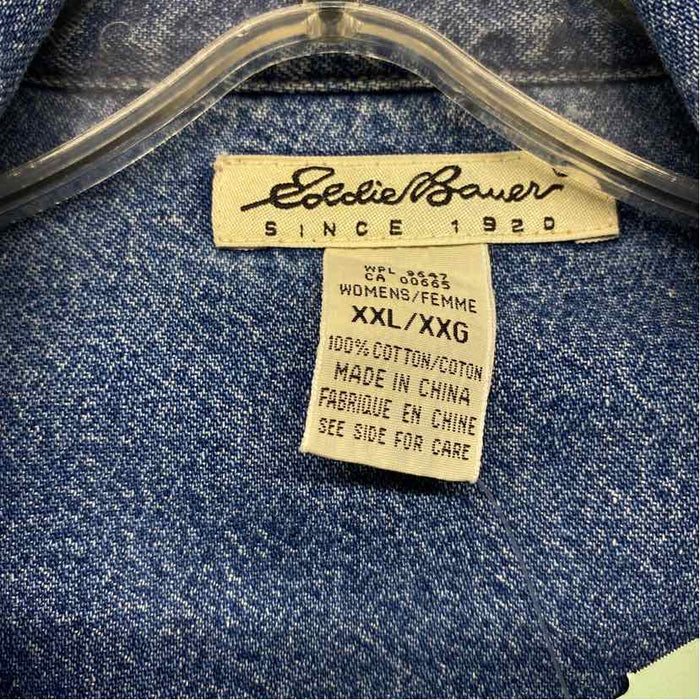 Eddie Bauer Size 2x Women's Blue Washed Shirt Dress