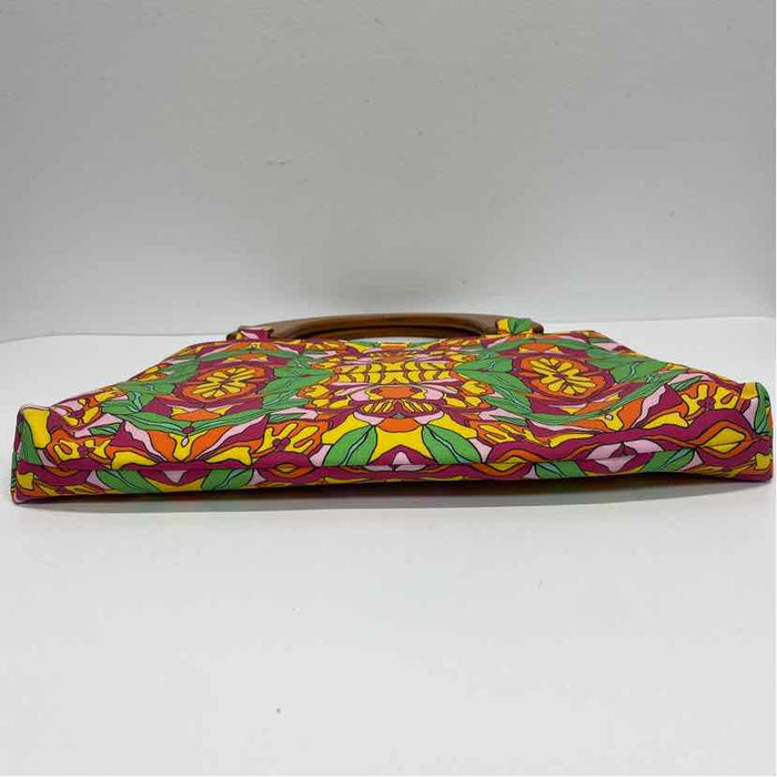 Elizabeth Krieger Green-Pink Canvas Pattern Handbag