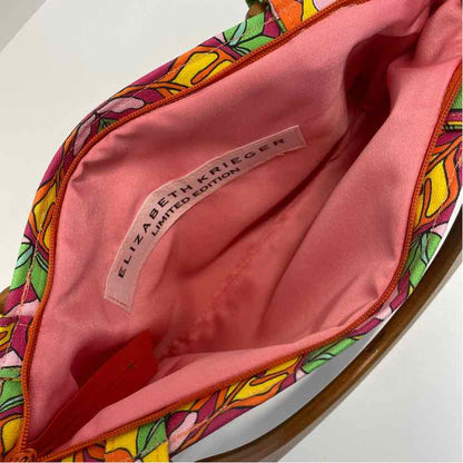 Elizabeth Krieger Green-Pink Canvas Pattern Handbag