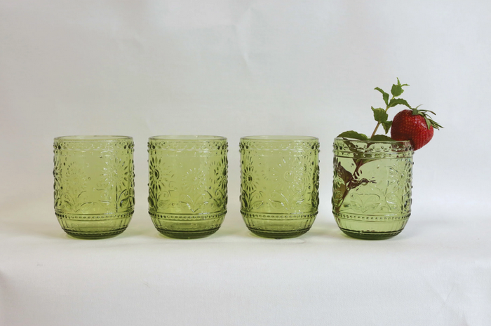 Embossed Drinking Glass - Green