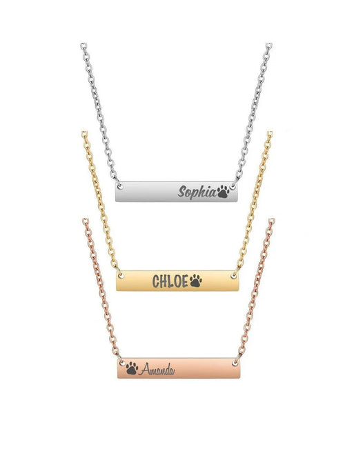 Engraved Bar Pendant - Paw Print