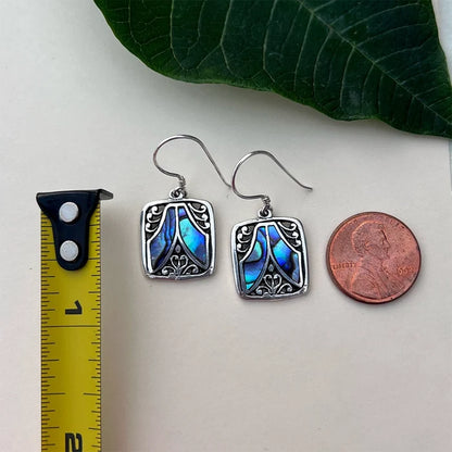 Fair and Square Abalone and Sterling Earrings