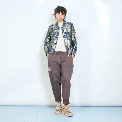 Floral jacquard zip front jacket wholesale