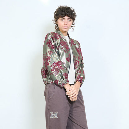 Floral jacquard zip front jacket wholesale