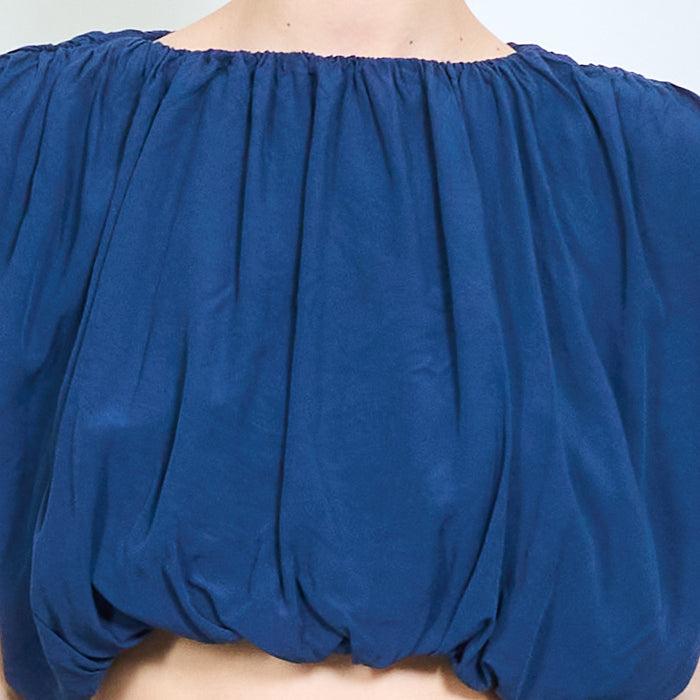 Gathered off shoulder blouse and elastic waist maxi trouser set wholesale
