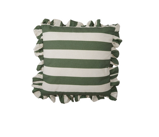 Green & Natural Striped Pillow