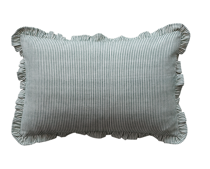 Green Striped Lumbar Pillow