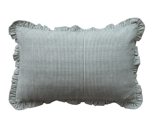 Green Striped Lumbar Pillow