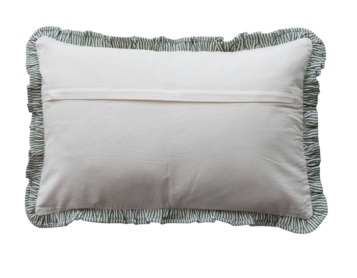 Green Striped Lumbar Pillow