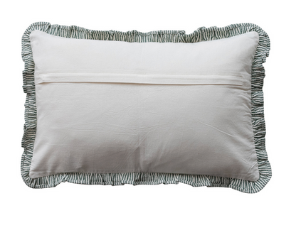 Green Striped Lumbar Pillow
