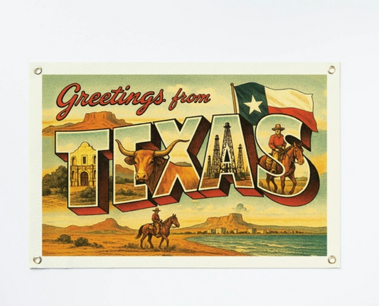 Greetings from Texas State Postcard Felt Banner
