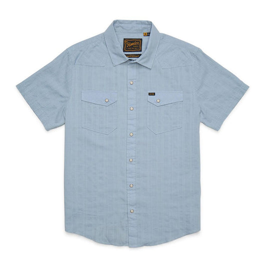 H Bar B Snapshirt- Eyelet Stripe Sky Blue